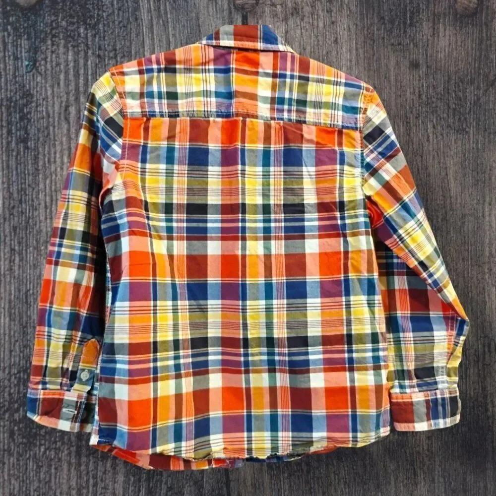 Gymboree Boys Rainbow Plaid Button Front Shirt Size Small